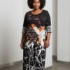 Abstract Calligraphy Print Maxi Dress