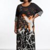 Abstract Calligraphy Print Maxi Dress