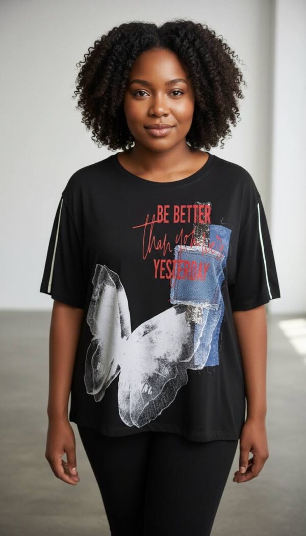 file_2000-1.jpg Lavelina Graphic Butterfly Print Blouse with Denim Detail