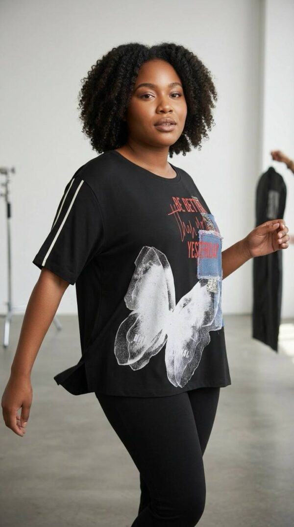 file_2002.jpg Lavelina Graphic Butterfly Print Blouse with Denim Detail