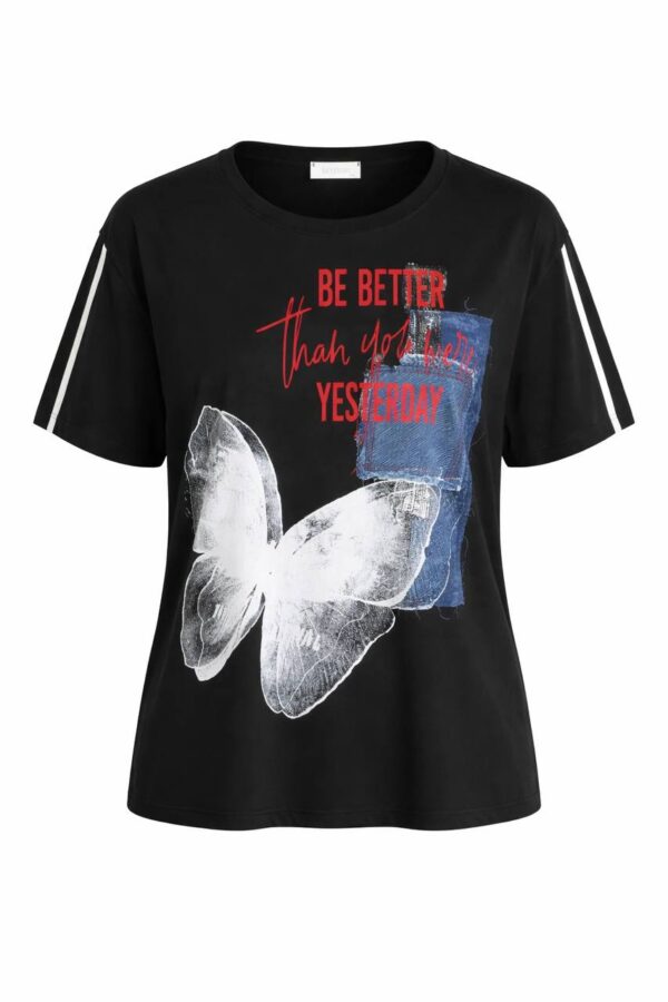 file_2004.jpg Lavelina Graphic Butterfly Print Blouse with Denim Detail