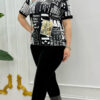 Women's Typography Graphic Print Blouse with Patches