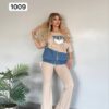 file_2133.jpg Chic Denim-Patch Graphic Tee and Flare Pants Set