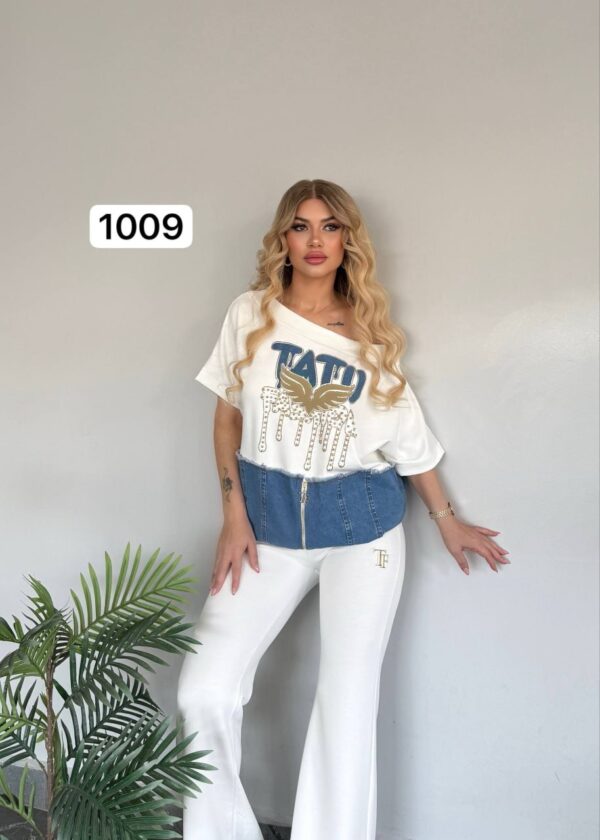 file_2137.jpg Chic Denim-Patch Graphic Tee and Flare Pants Set