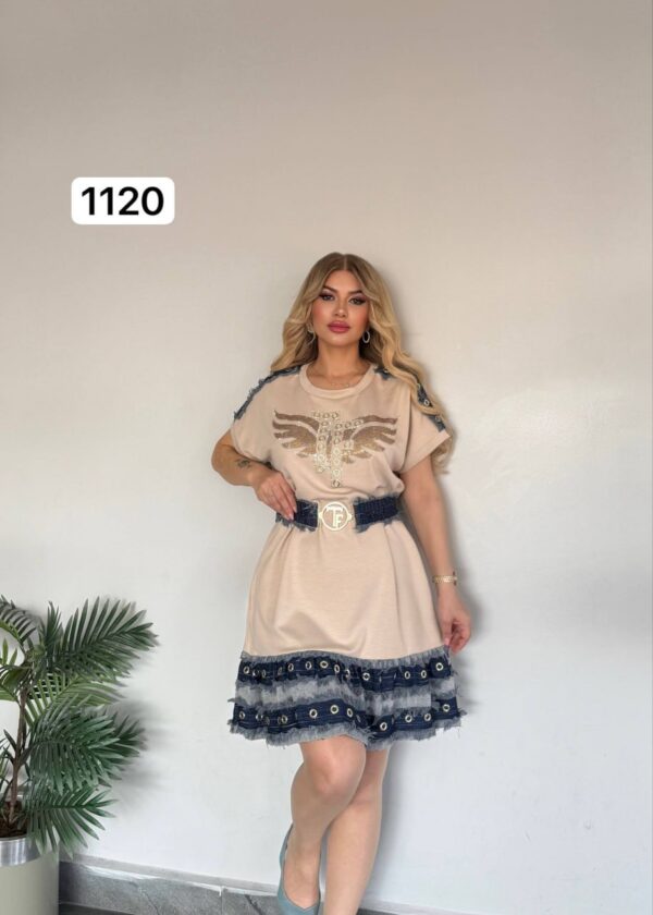 file_2148.jpg Embellished Wing Graphic Mini Dress with Denim Trim