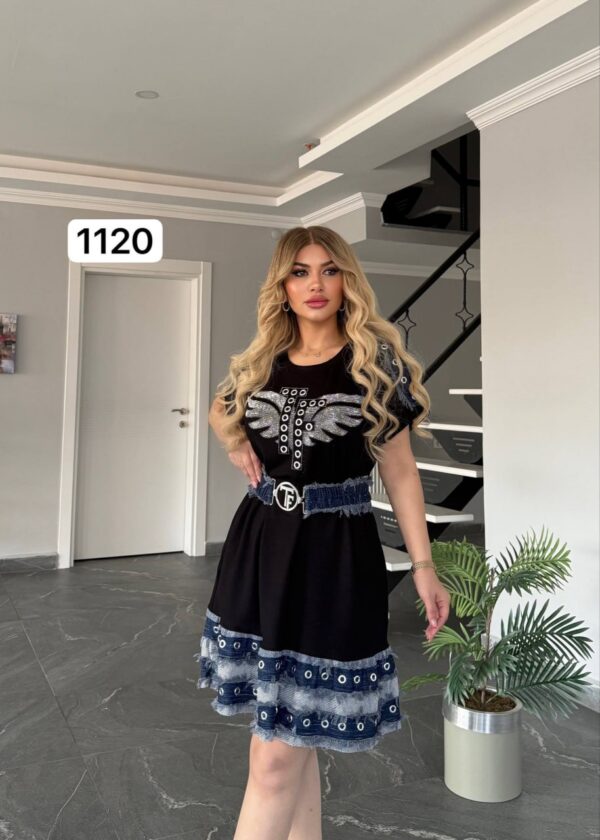 file_2152.jpg Embellished Wing Graphic Mini Dress with Denim Trim