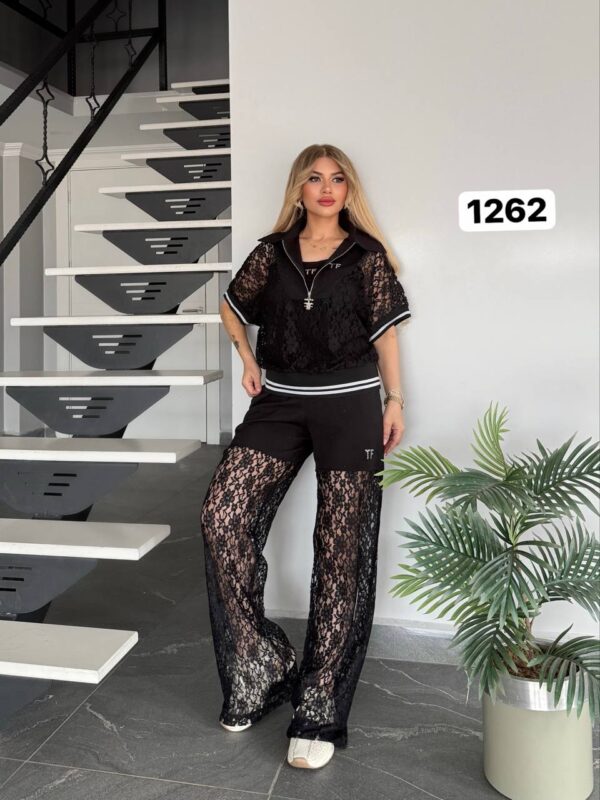 file_2199.jpg Women's Elegant Lace Two-Piece Polo and Pants Set