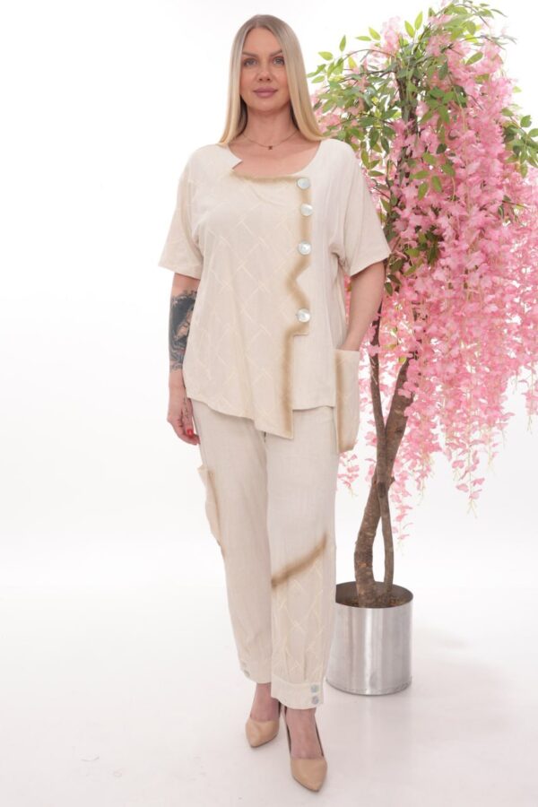 Asymmetric Button-Detail Two-Piece Set