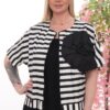 Striped Bolero Jacket Set with Floral Appliqué