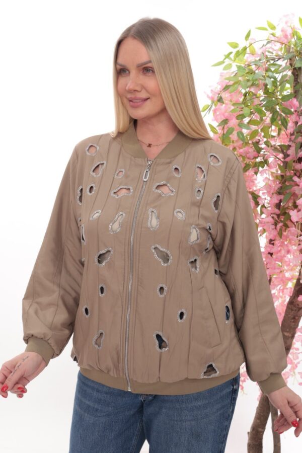 Wholesale Embellished Cutout Bomber Jacket