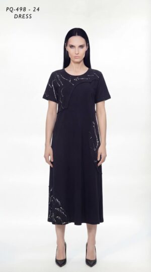 Asymmetric Splatter Print Midi Dress