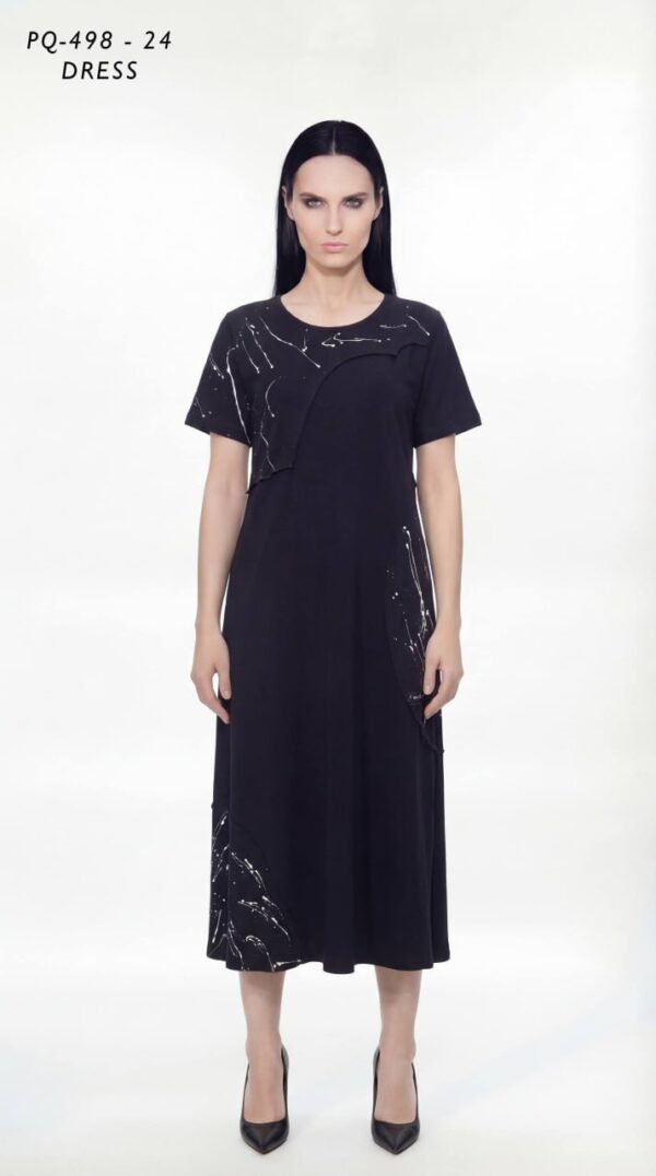 Asymmetric Splatter Print Midi Dress