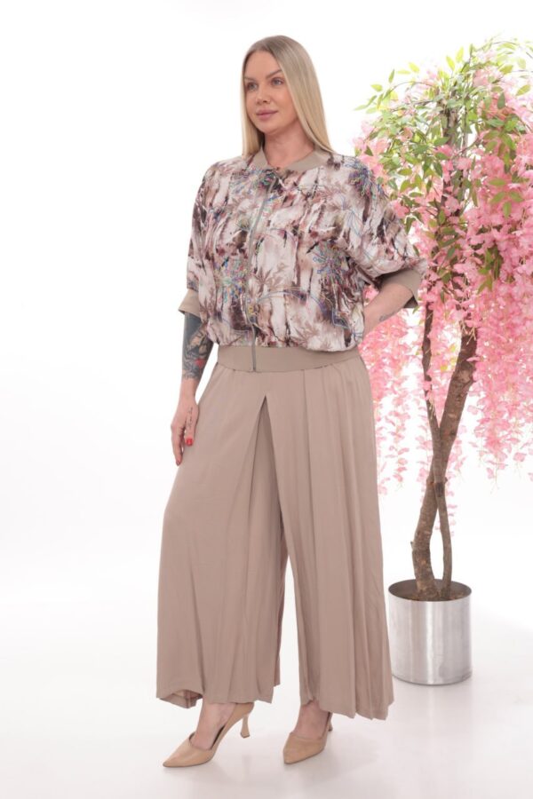 Abstract Print Bomber Jacket & Palazzo Pant Set