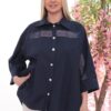 Wholesale Rhinestone Embellished Sheer Panel Tunic Shirt