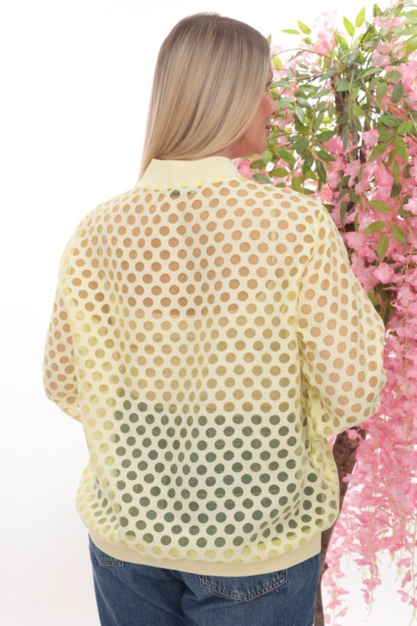 Wholesale Multicolor Polka Dot Sheer Bomber Jacket