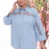 Wholesale Rhinestone Embellished Sheer Panel Tunic Shirt