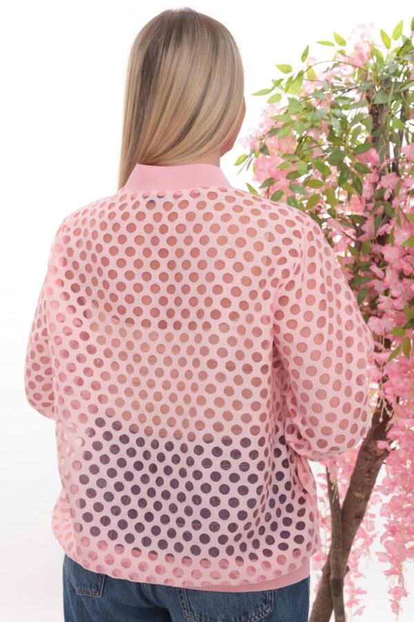 Wholesale Multicolor Polka Dot Sheer Bomber Jacket