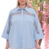 Wholesale Rhinestone Embellished Sheer Panel Tunic Shirt