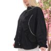 Jewel-Trimmed Ruffle Detail Blouson Jacket