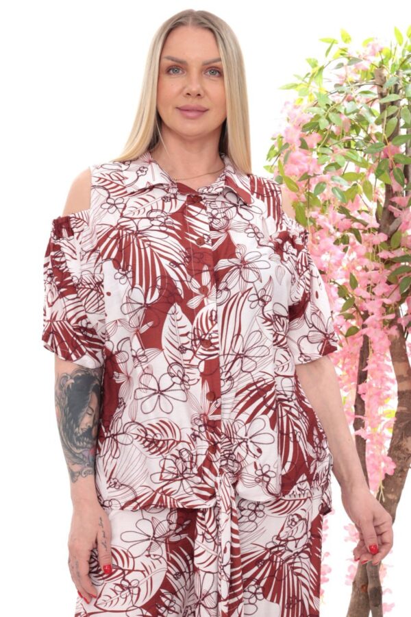 Asymmetric Button-Detail Two-Piece Set