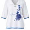 file_3264.jpg Women's Embellished Floral Print Polo Shirt