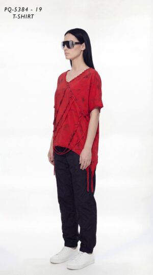 Deconstructed Studded Asymmetrical T-Shirt