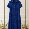 Wholesale Collared Button-Down Midi Shirtdress