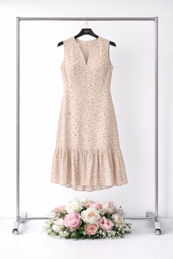 Wholesale Circle Print Ruffle Hem Midi Dress