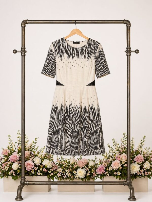Graphic Zebra Print Fit and Flare Dress