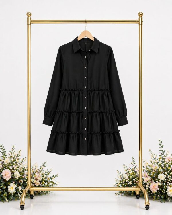 Wholesale Long Sleeve Tiered Shirtdress