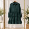 Wholesale Long Sleeve Tiered Shirtdress