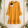 Ruffle Hem Tunic Dress with Floral Appliqué