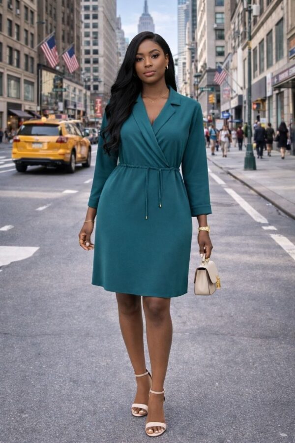 Wholesale Lapel Collar Drawstring Business Dress
