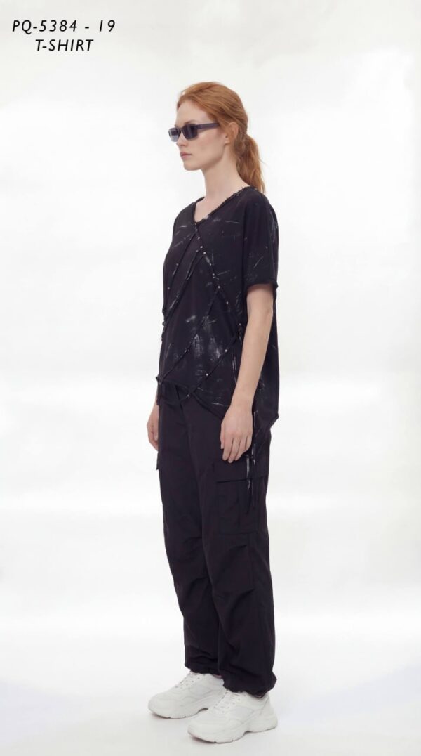 Deconstructed Studded Asymmetrical T-Shirt