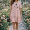 Cutout Detail Ruffle Hem T-Shirt Dress