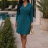 Wholesale Lapel Collar Drawstring Business Dress
