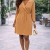 Wholesale Lapel Collar Drawstring Business Dress