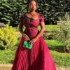 Regal Brocade Bodice Pleated Evening Gown