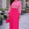 Two-Tone Houndstooth Knit Sweater Dress