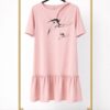Cutout Detail Ruffle Hem T-Shirt Dress