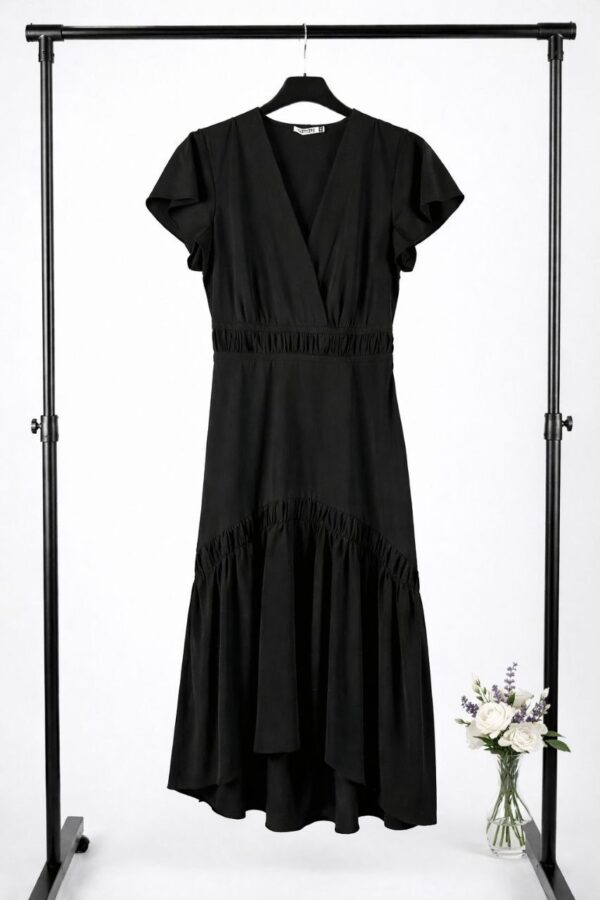 Wholesale V-Neck High-Low Ruffle Dress
