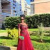 Regal Brocade Bodice Pleated Evening Gown