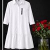 Wholesale Drop-Waist Ruffle Shirtdress
