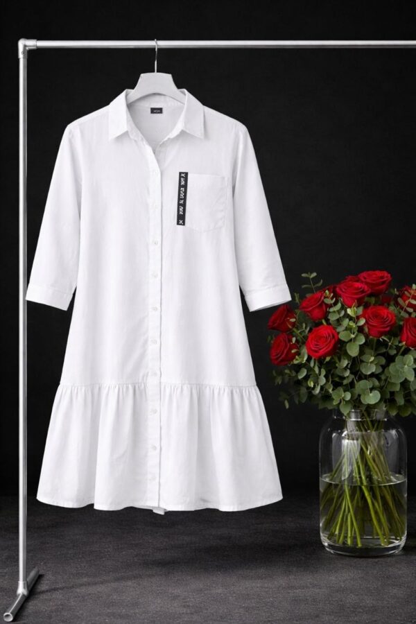 Wholesale Drop-Waist Ruffle Shirtdress