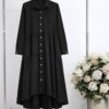 Wholesale Tiered Ruffle High-Low Shirtdress