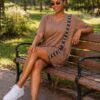 V-Neck T-Shirt Dress with Logo Tape Detail