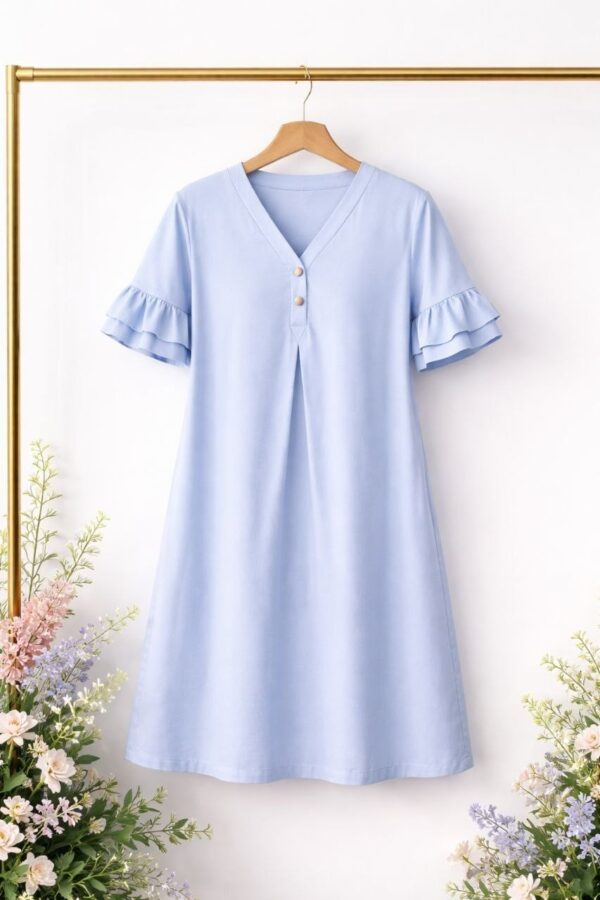 Wholesale V-Neck Ruffle Sleeve Midi Dress