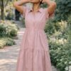 Wholesale Tiered Button-Down Midi Dress