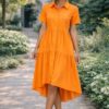 Wholesale Tiered Button-Down Midi Dress