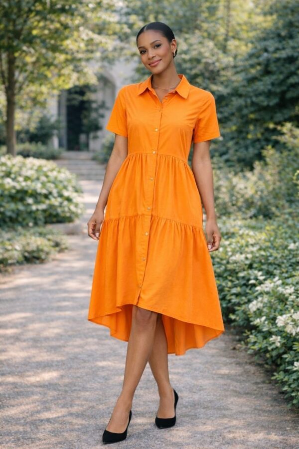 Wholesale Tiered Button-Down Midi Dress